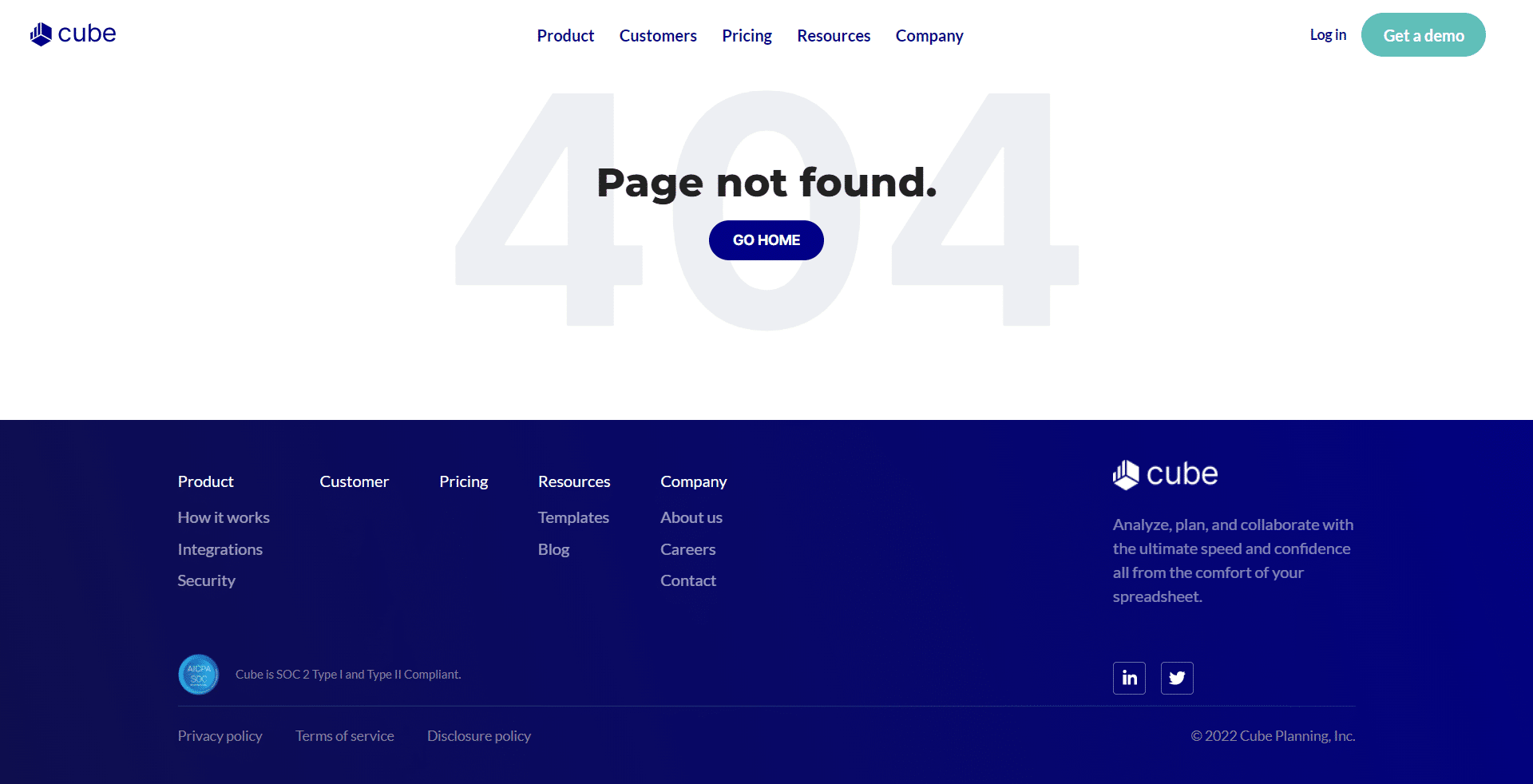 Cube 404 Page Not Found