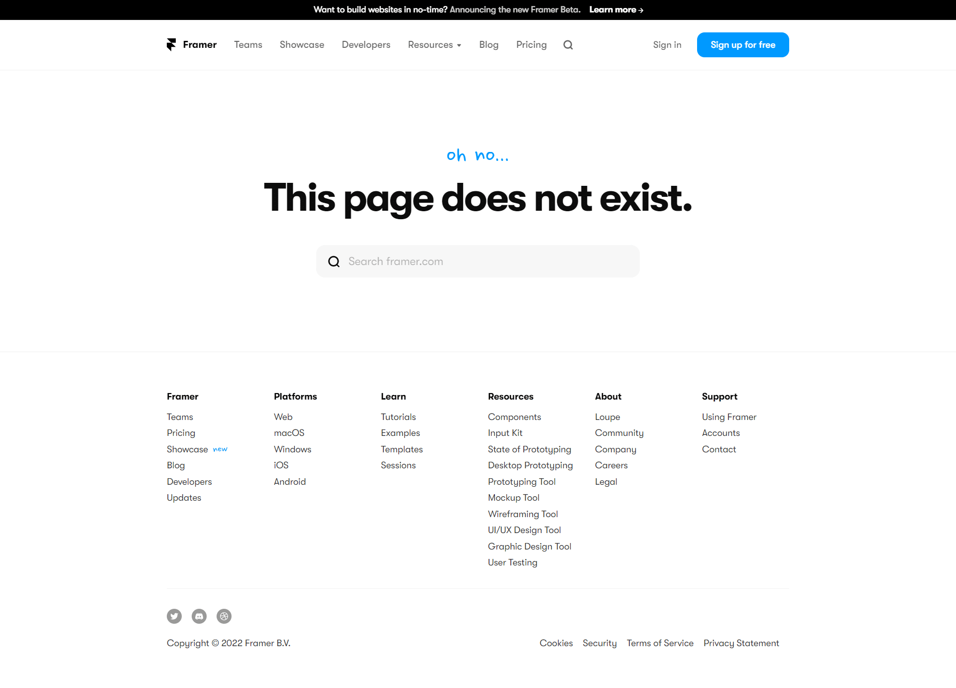 Framer 404 Page Not Found