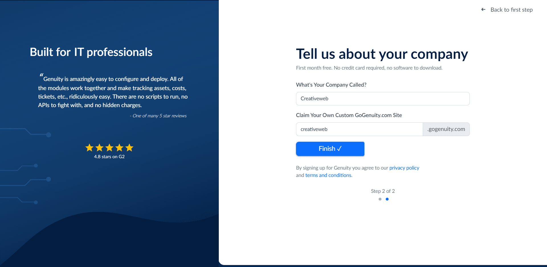 Genuity Signup 2