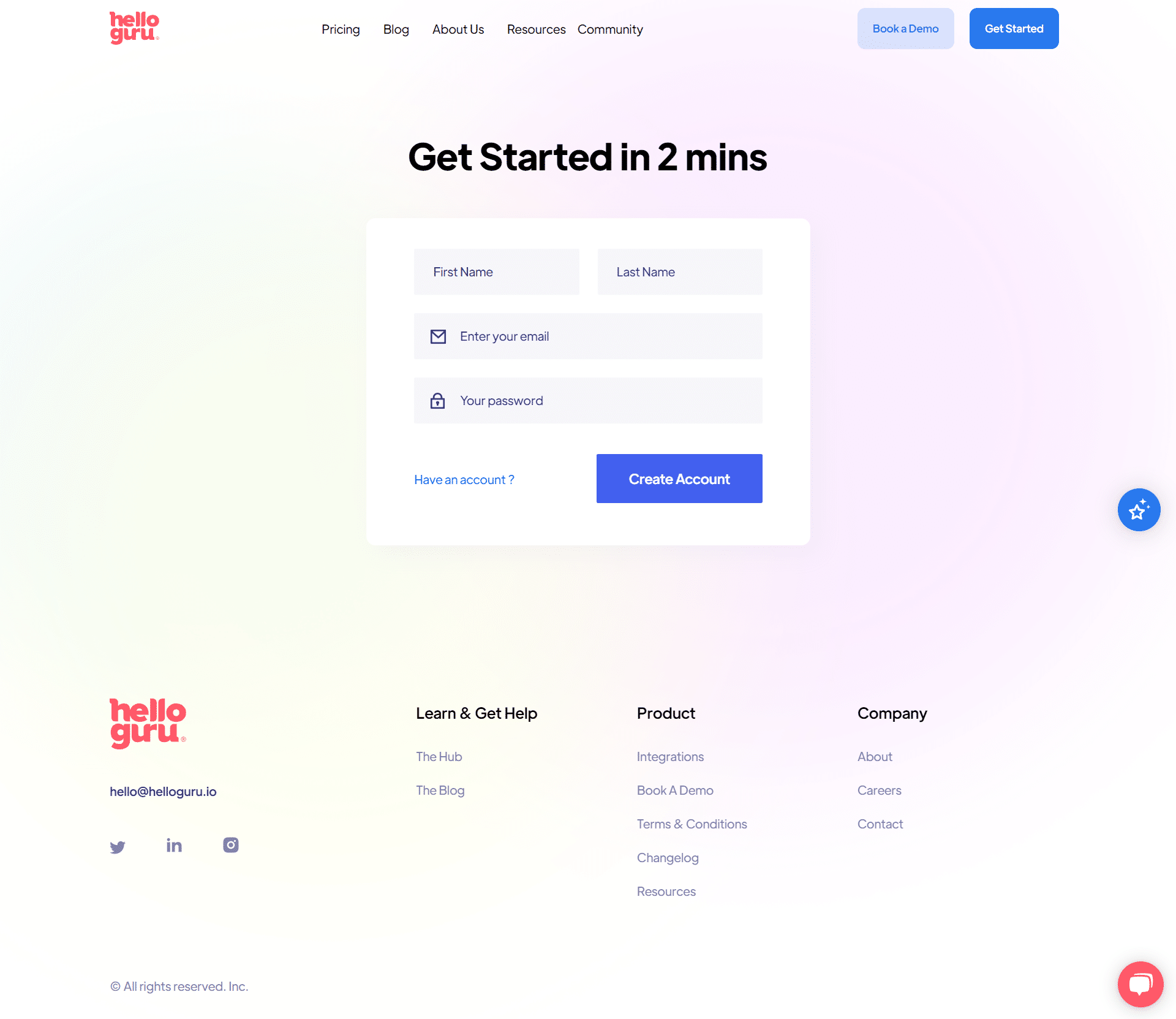 HelloGuru Signup