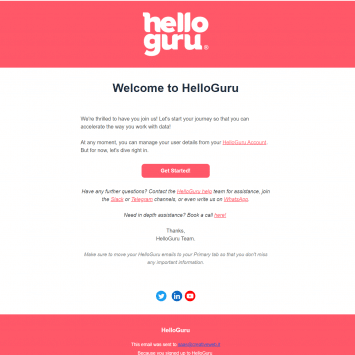 HelloGuru Welcome Email