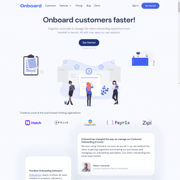 Onboard.io Homepage