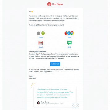 OneSignal Welcome Email