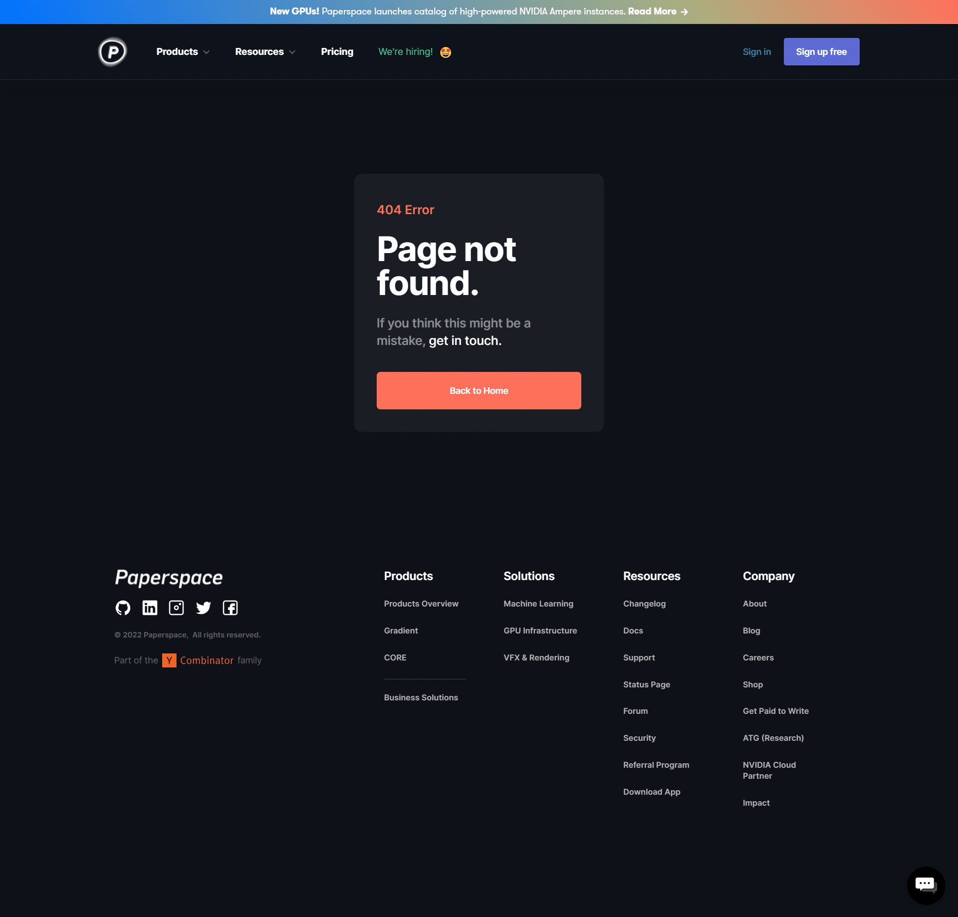 Paperspace 404 Page Not Found