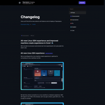 Paperspace Changelog