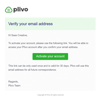 Plivo Account Activation