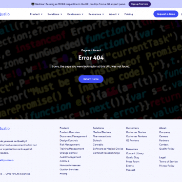 Qualio 404 Page Not Found