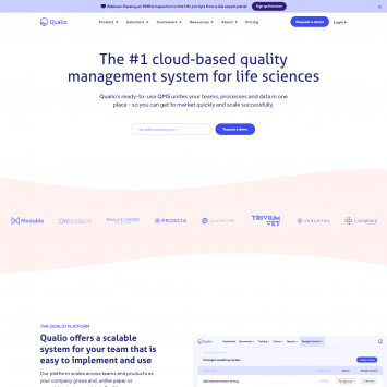 Qualio Homepage