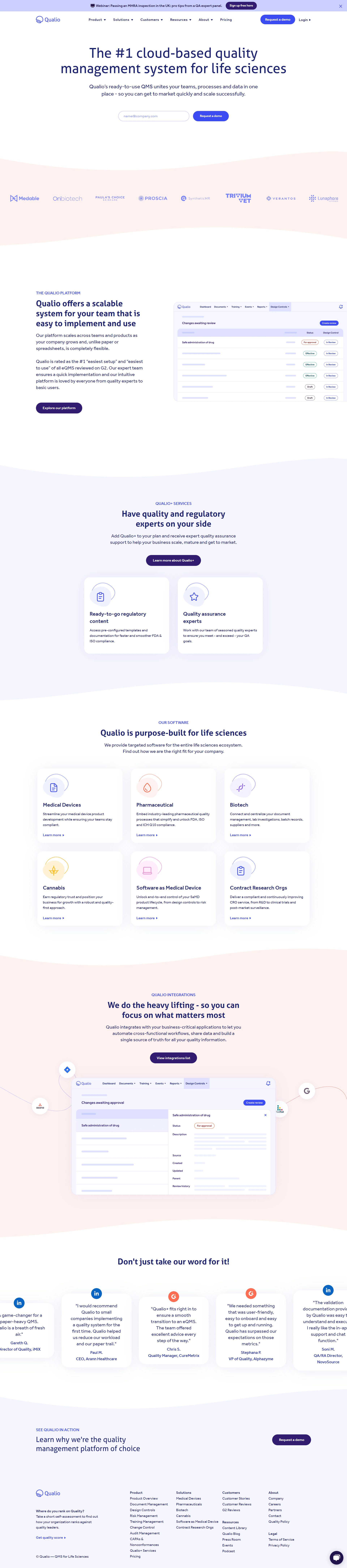 Qualio Homepage