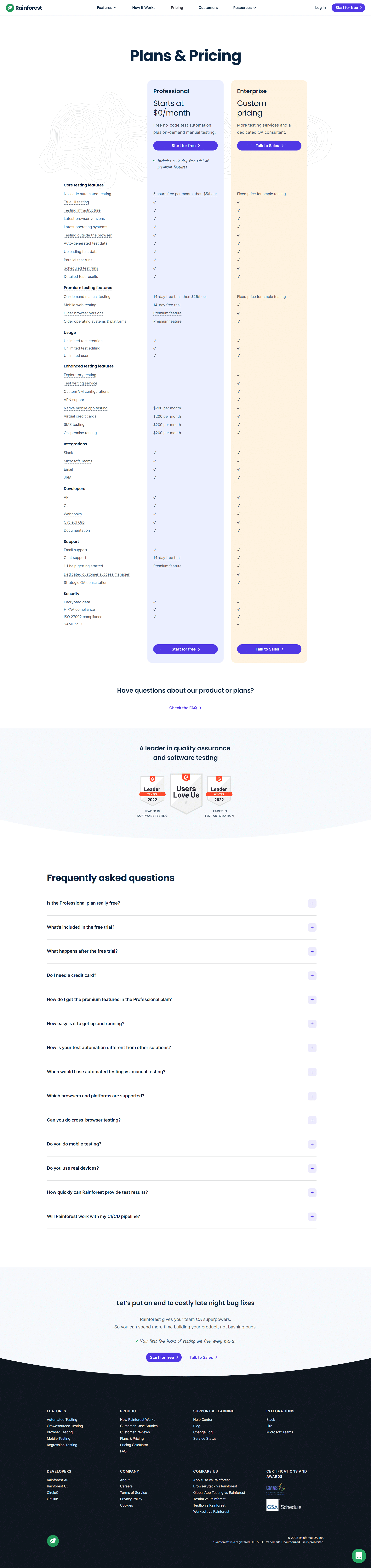 Rainforest Pricing