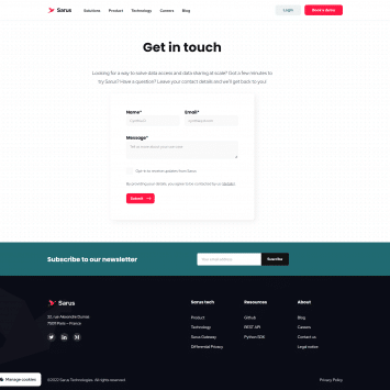 Sarus Landing Page