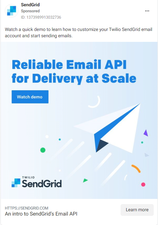 SendGrid Facebook Ads 1