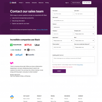 Slack Landing Page