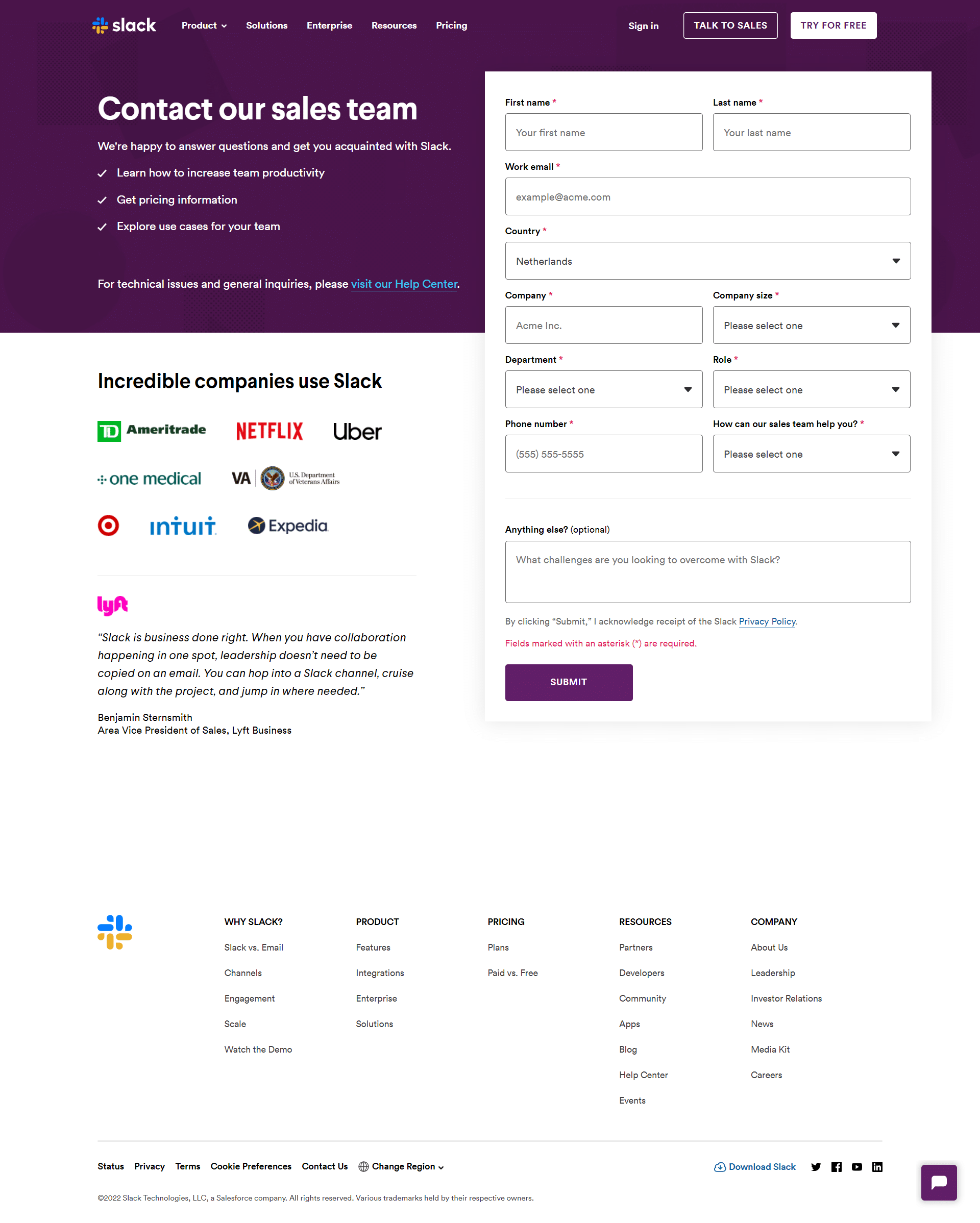 Slack Landing Page