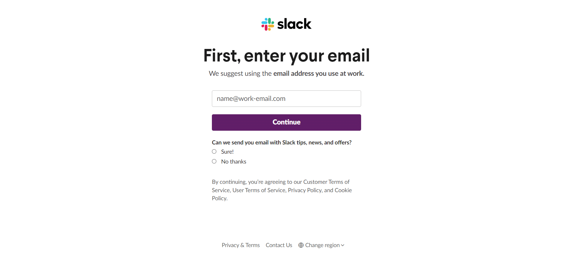 Slack Signup