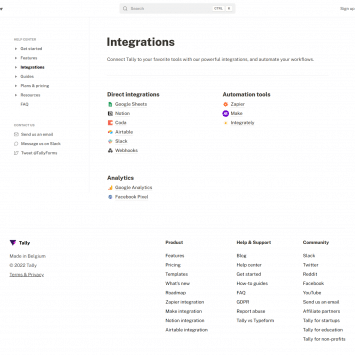 Tally Integrations