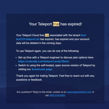 Teleport Trial Expiration