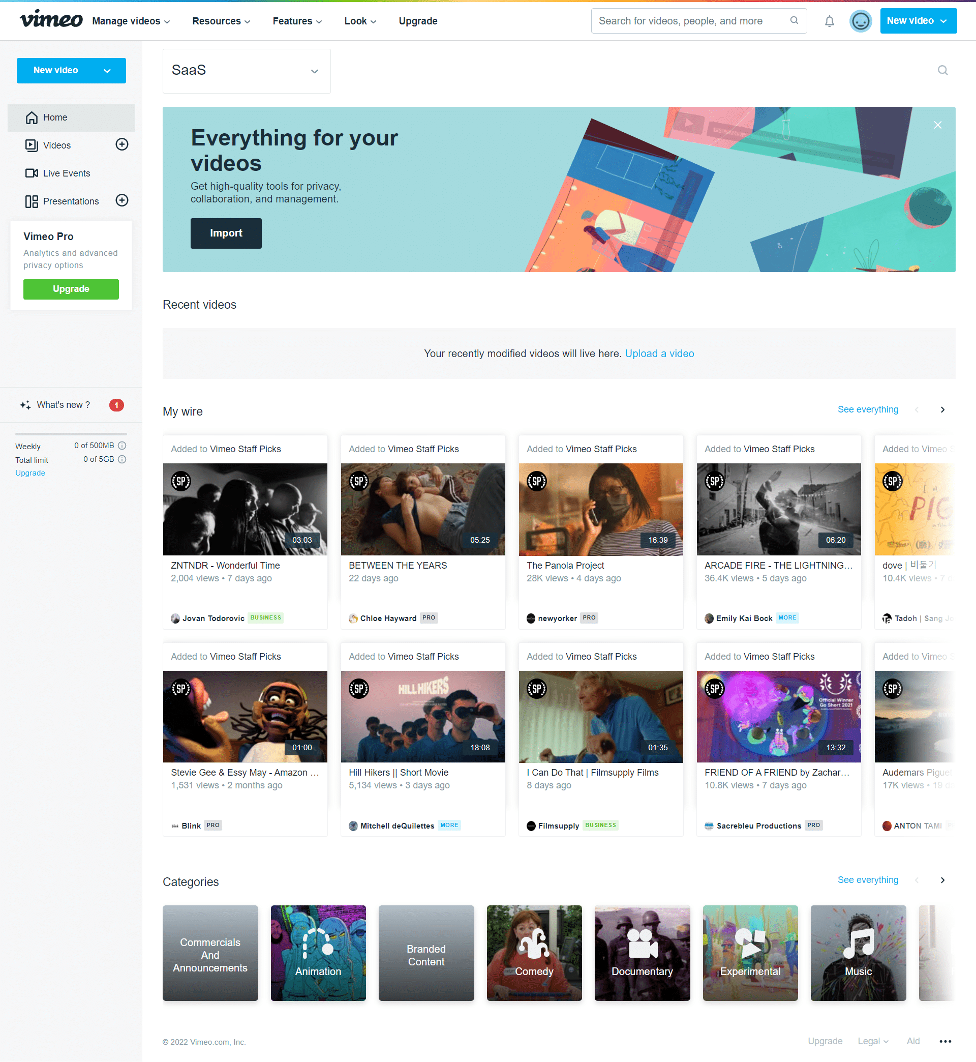 Vimeo Dashboard