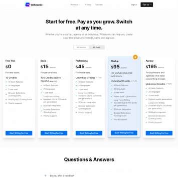 Writesonic Pricing