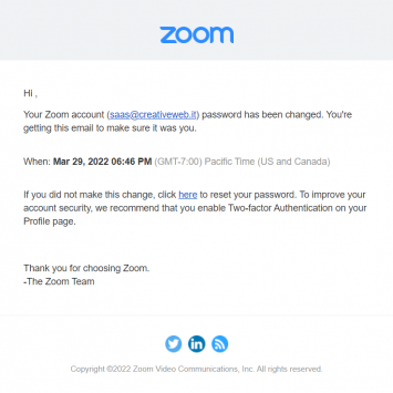 Zoom Welcome Email