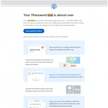 1Password Trial Expiration