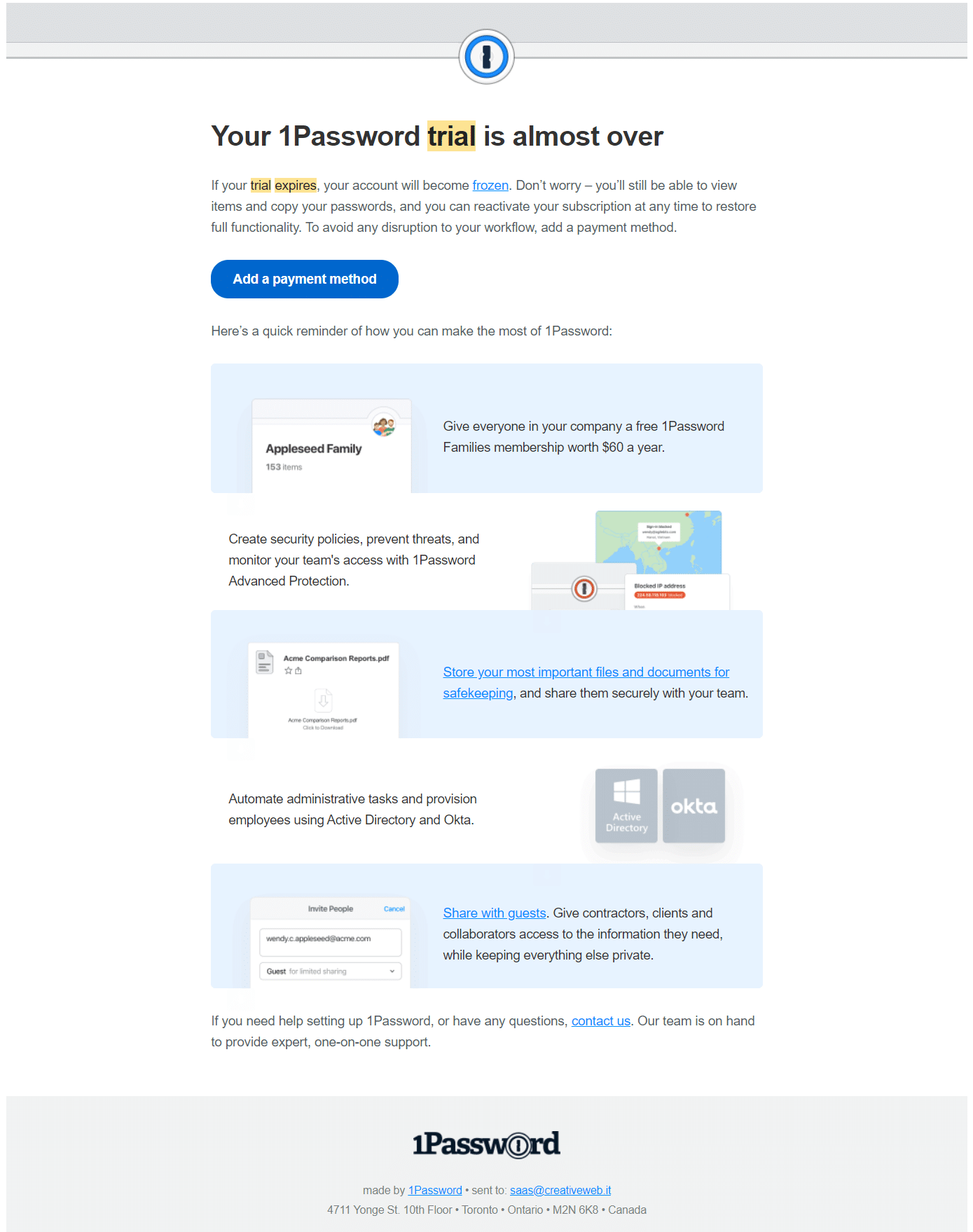 1Password Trial Expiration