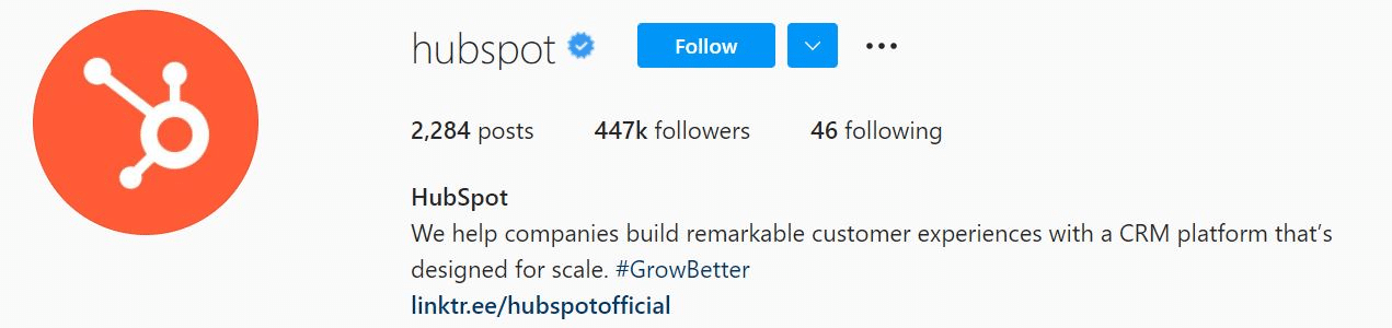 hubspot Instagram b2b example