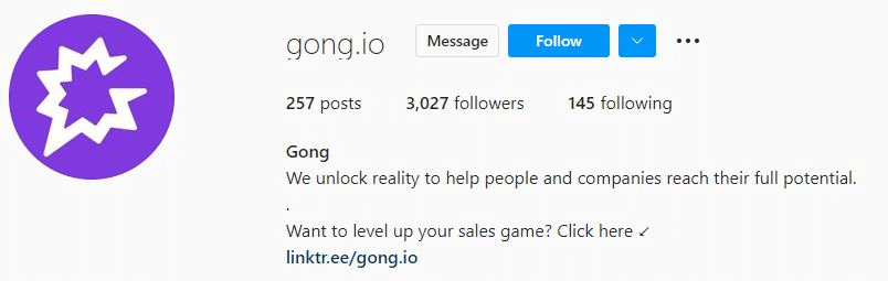 Gong b2b Instagram example