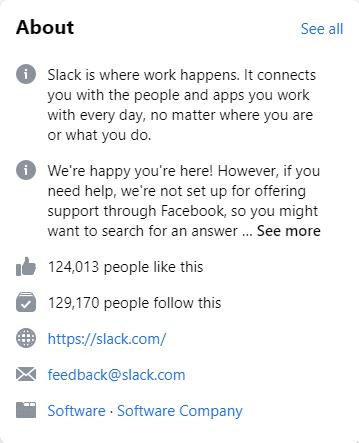 Slack b2b Facebook example