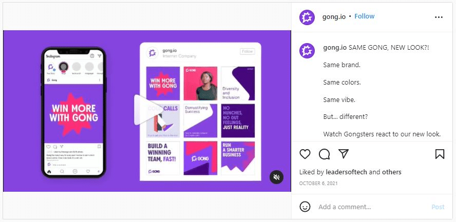 Gong b2b Instagram example
