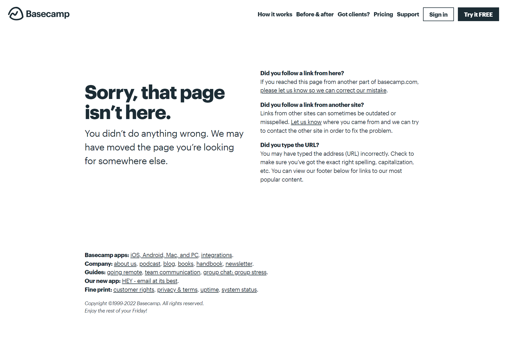 Basecamp 404 Page Not Found