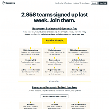 Basecamp Pricing