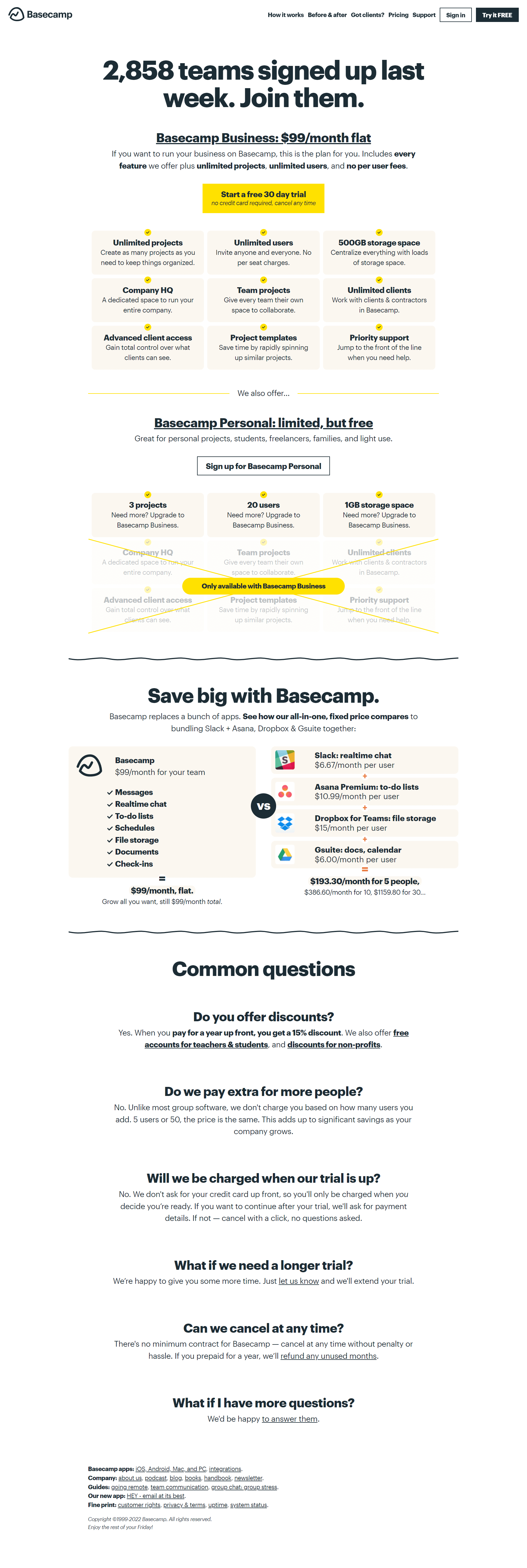 Basecamp Pricing