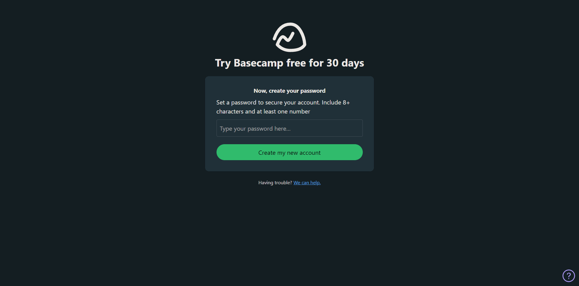 Basecamp Signup 2