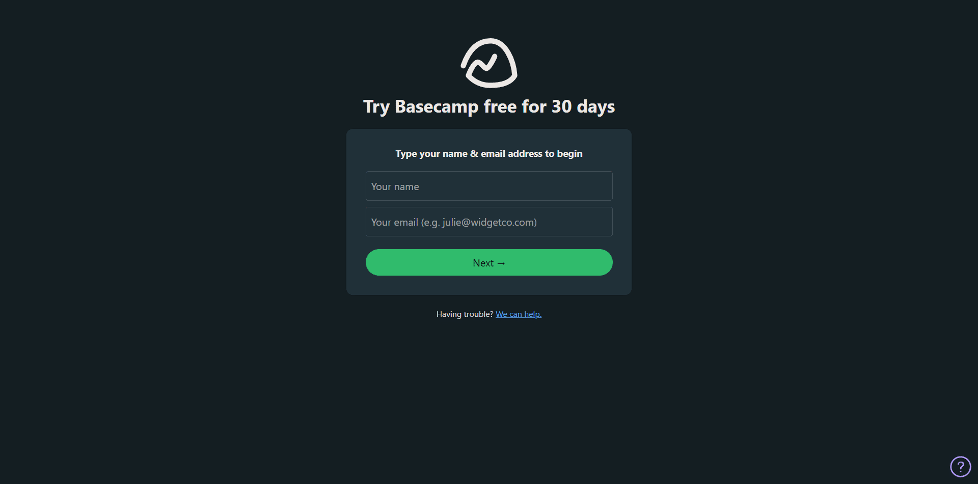 Basecamp Signup 1