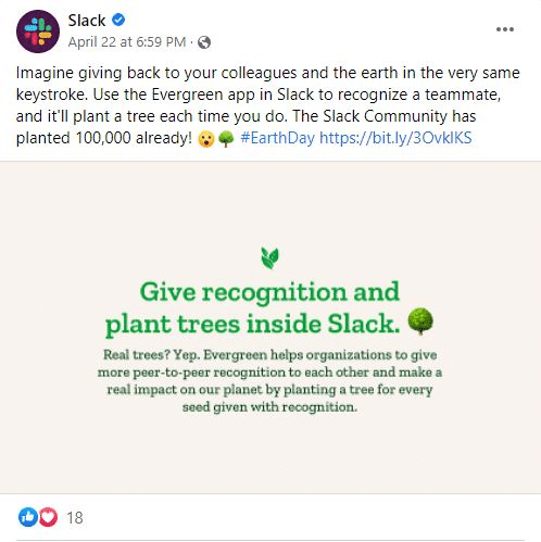 Slack b2b Facebook example