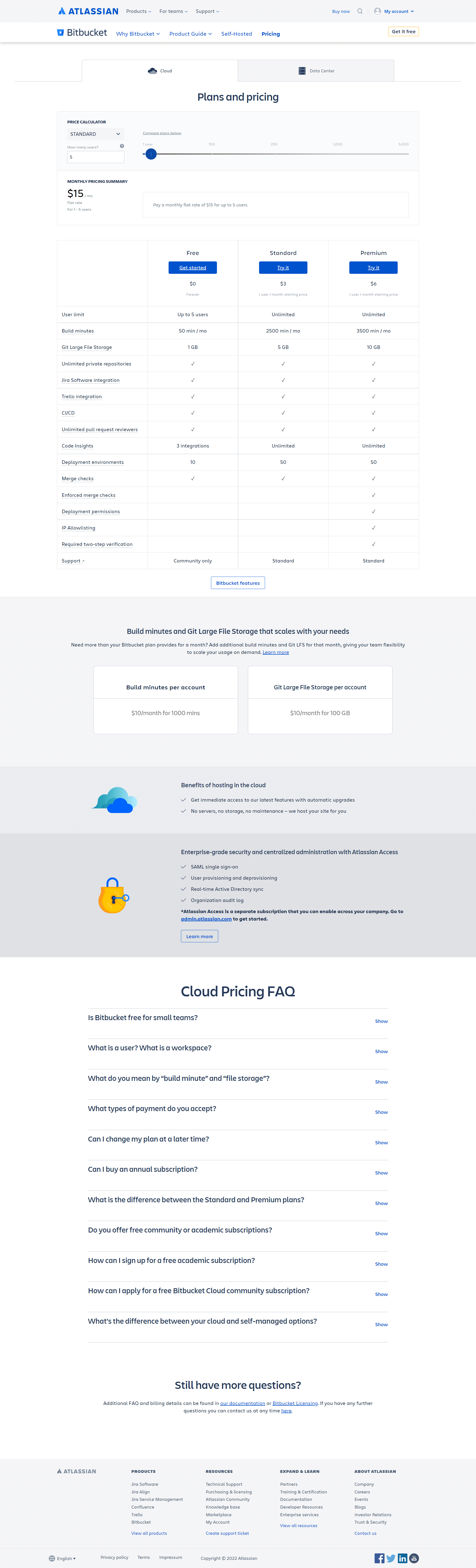 Bitbucket Pricing