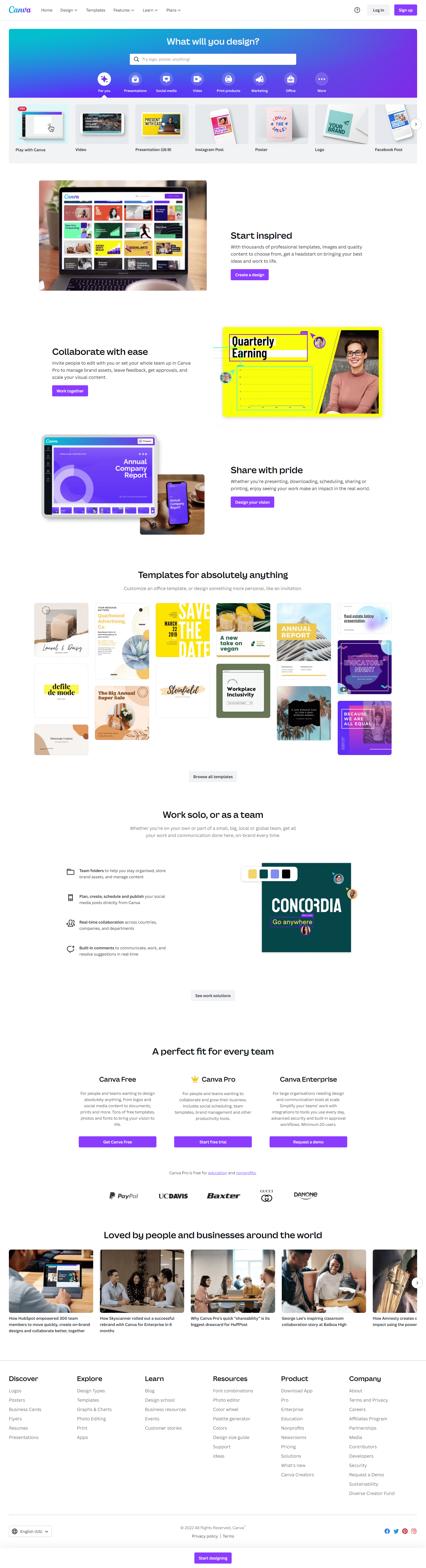 Canva Homepage