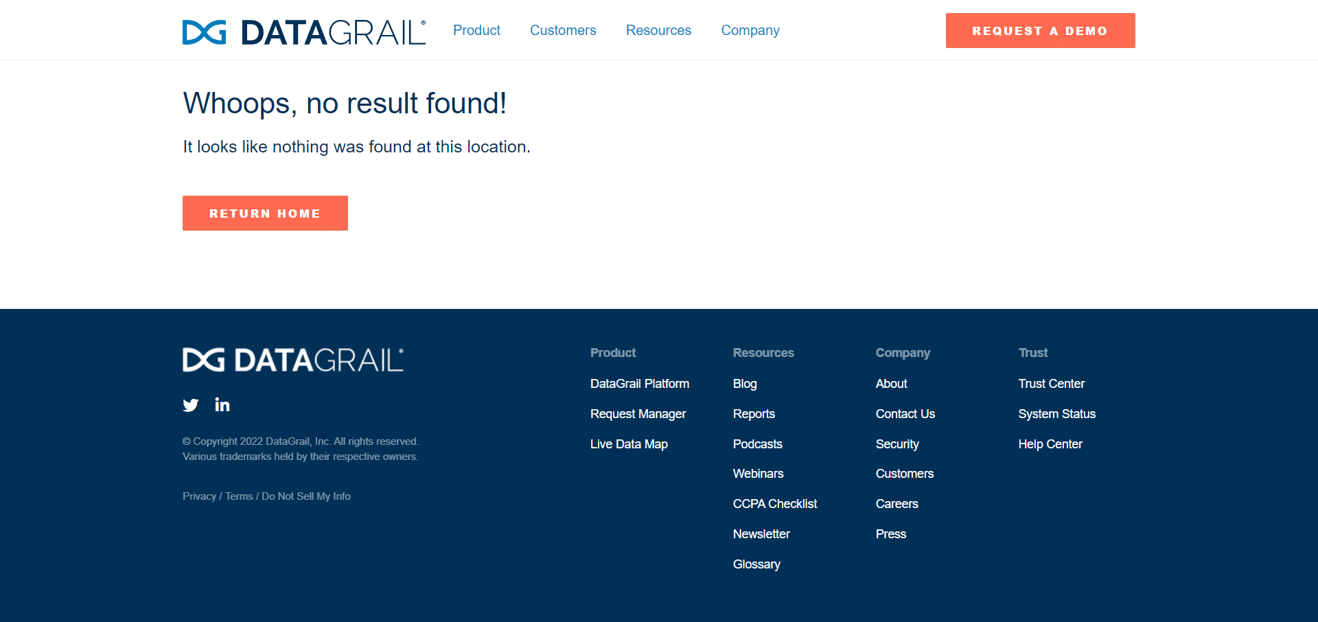 DataGrail 404 Page Not Found