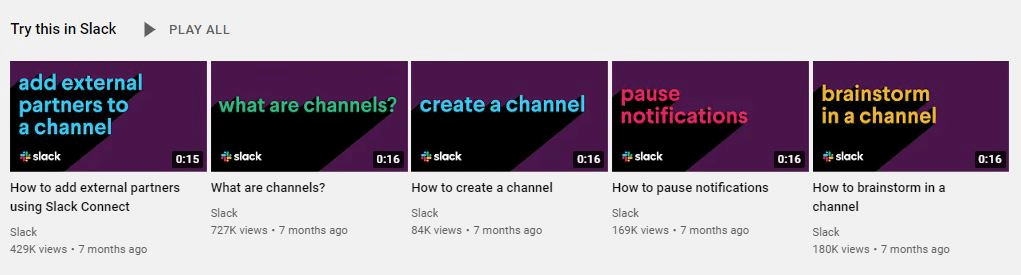 Slack b2b Youtube example