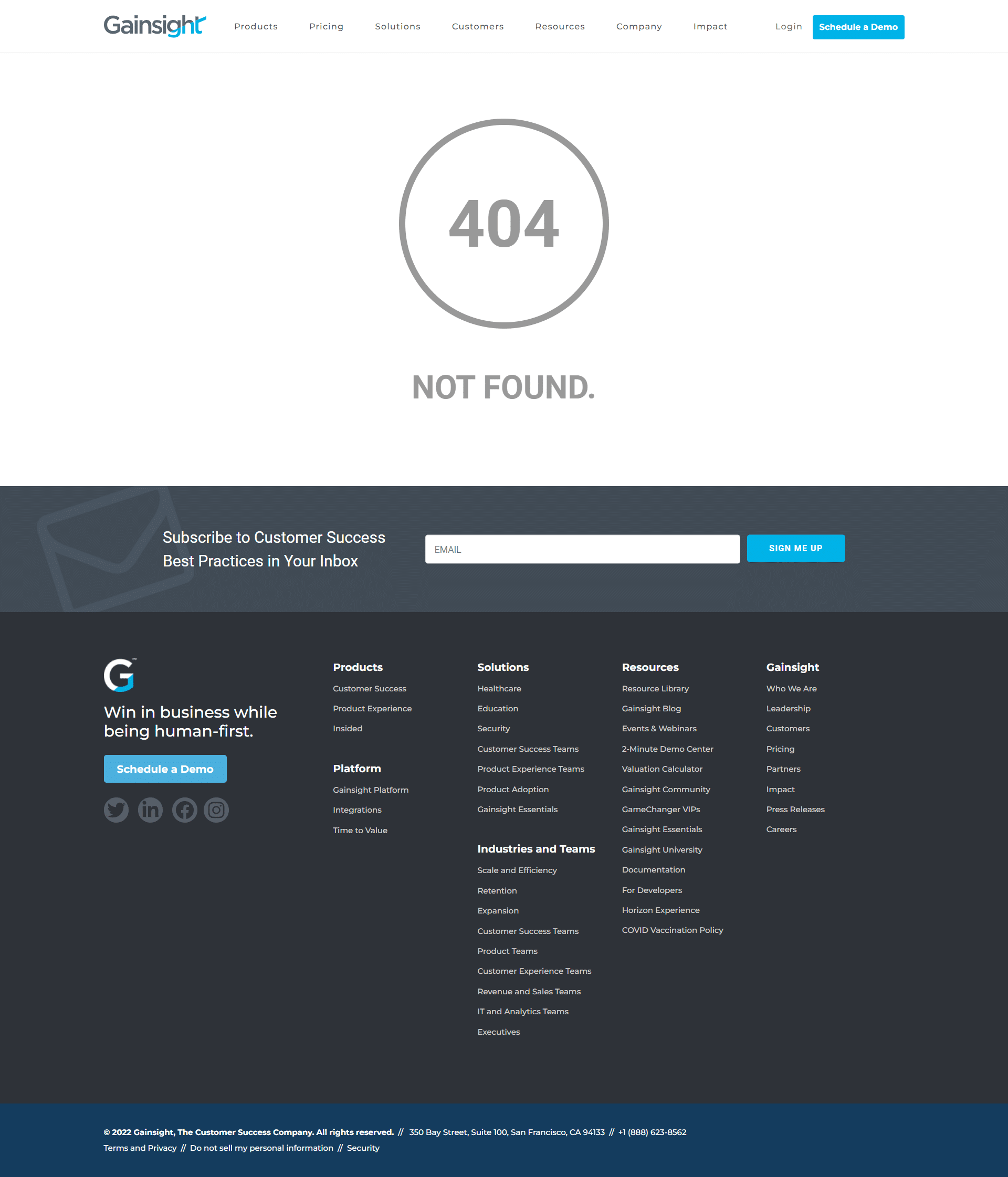 Gainsight 404 Page Not Found