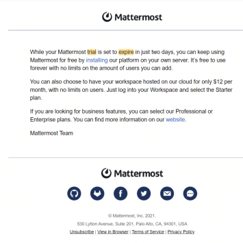 Mattermost Trial Expiration