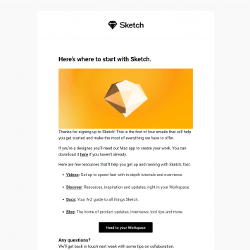 Sketch Welcome Email