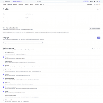 Stripe User Profile