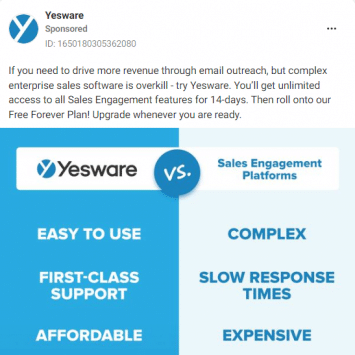 Yesware Facebook Ads 1