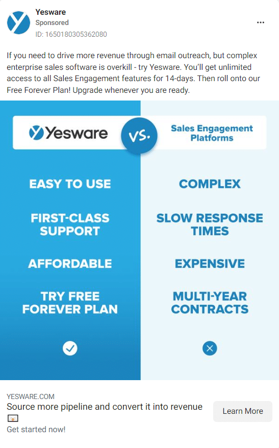 Yesware Facebook Ads 1