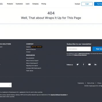 Elastic 404 Page Not Found