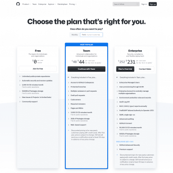 GitHub Pricing