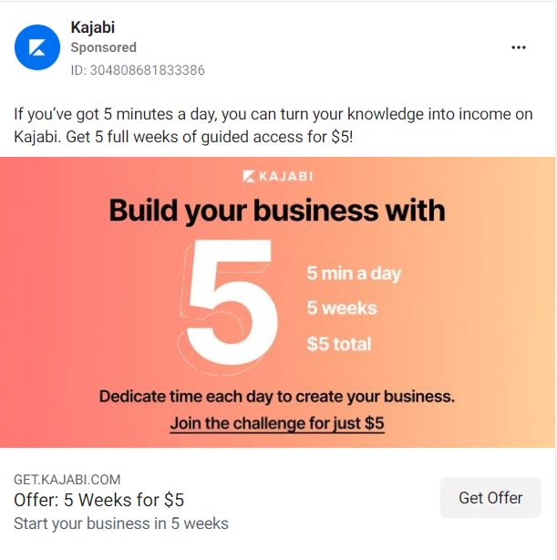 Kajabi Facebook Ads 1