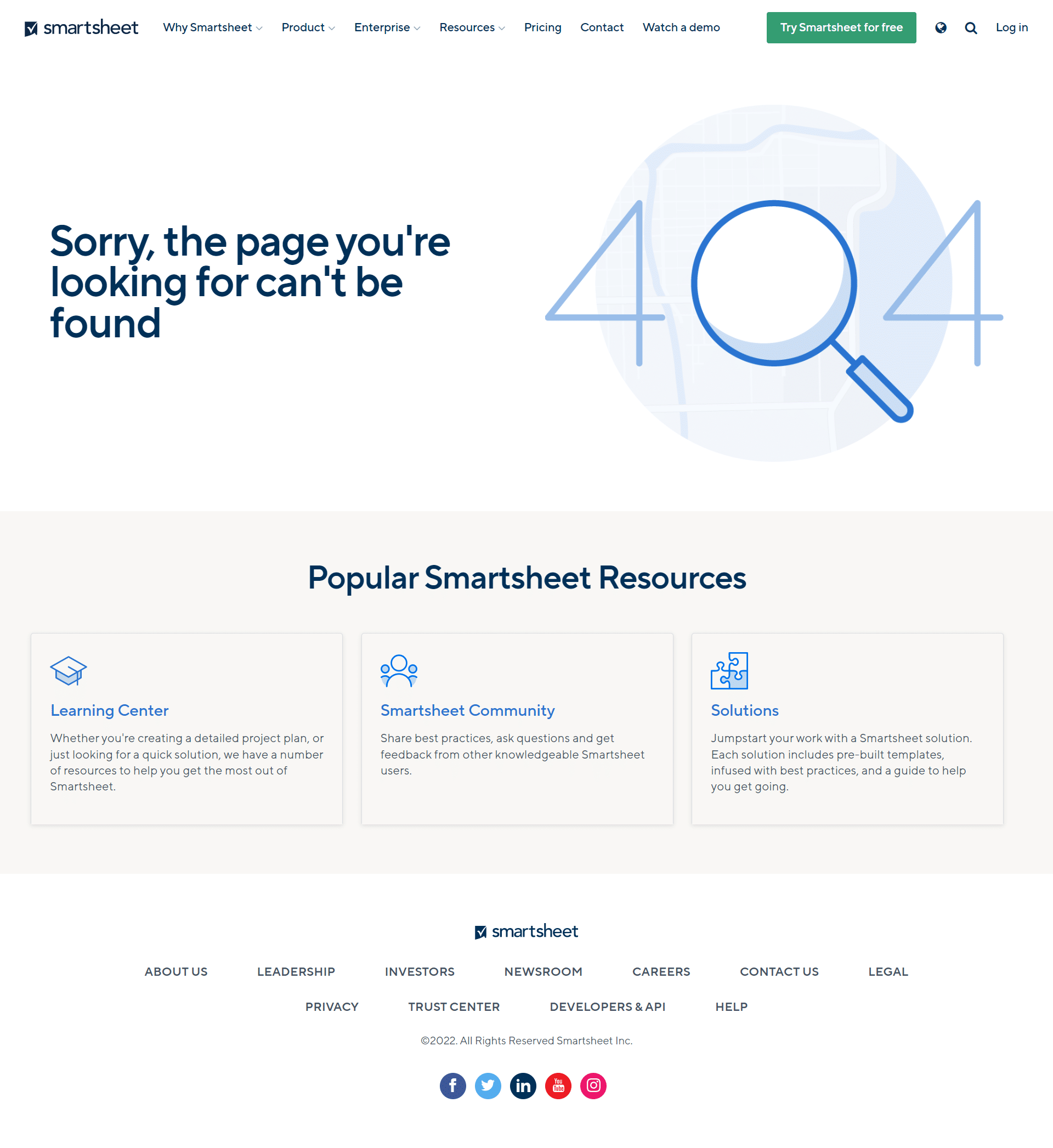 Smartsheet 404 Page Not Found